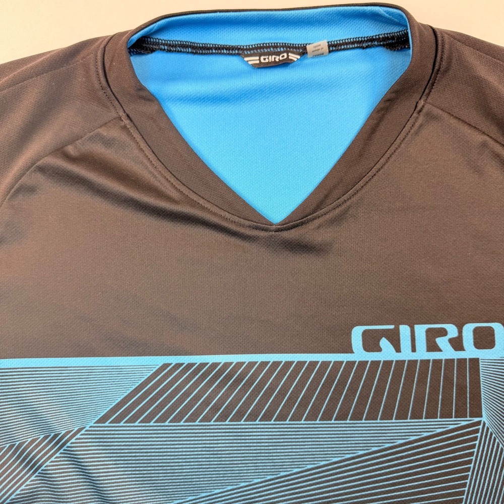 Giro MTB Cycling Jersey Mens Large Blue Black Short Sleeve Mountain Bike MTB